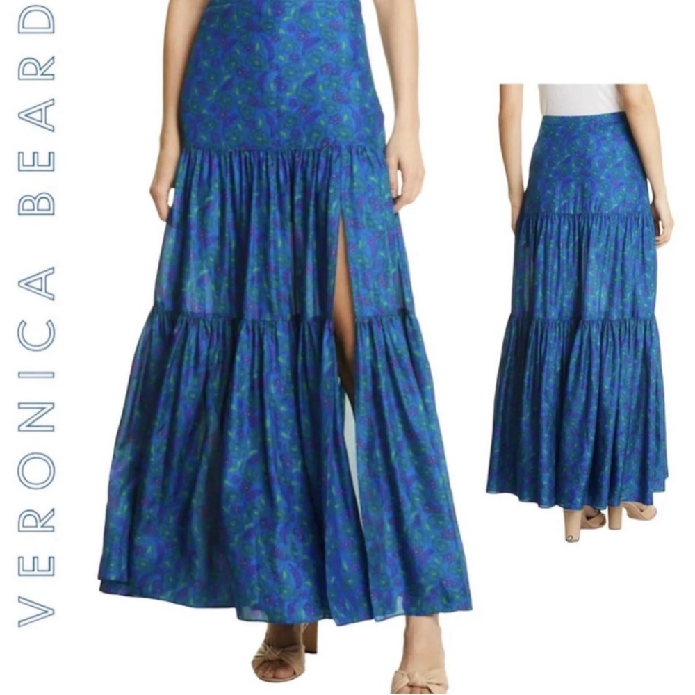 Veronica Beard 100%silk Serence Maxi Tiered skirt Sz 4 NWT $598